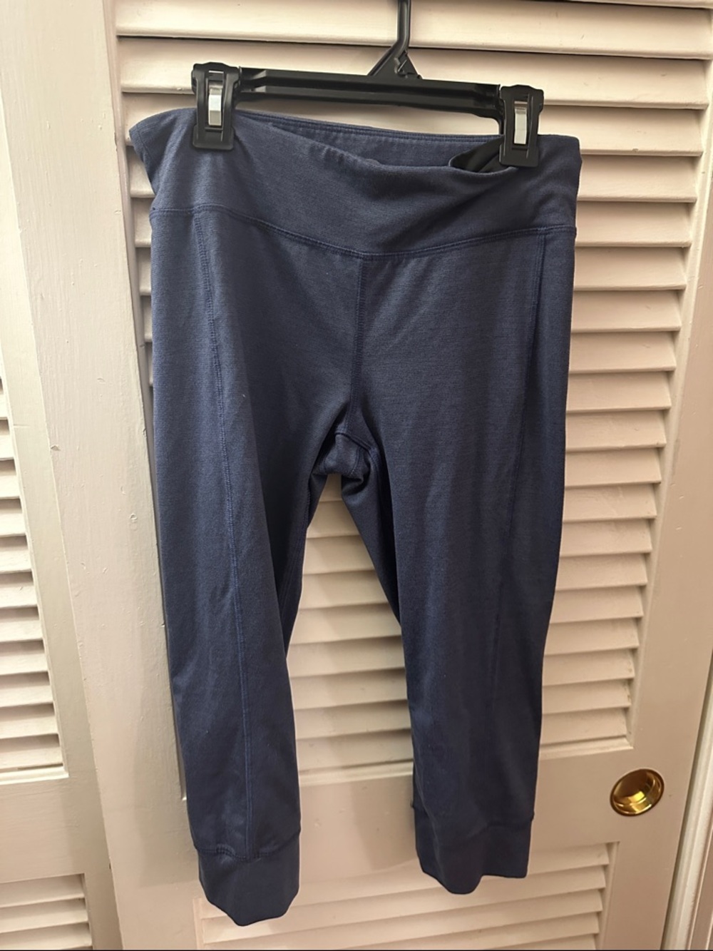 Girls Navy Crop Leggings with Wide Waistband